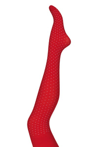 Verdens beste og kuleste strømpebukse i kraftig rød prikket spandex kvalitet one size