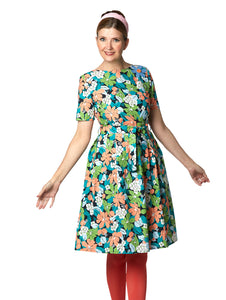 Feminin kjole med blomsterprint retro kjøp på nett