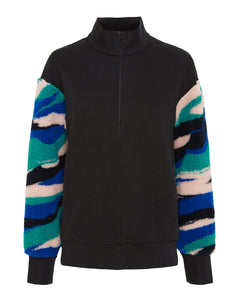 moire kul genser half zip med striper fra margot mikkelsen