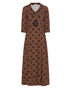 fargerik maxi kjole med retro print limited edition