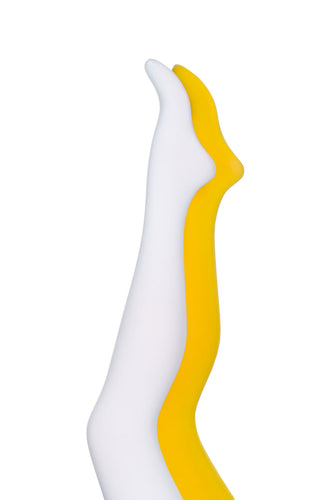 Kjøp strømpebukse med et gult og et hvitt ben