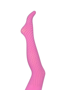 Kul rosa strømpebukse med sorte prikker hos fashionintheforest nettbutikk