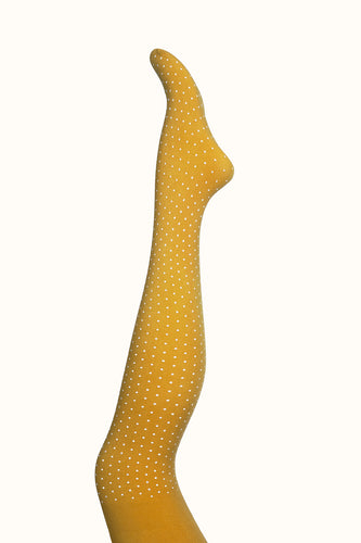 Kul gul strømpebukse med hvite prikker øko-tex fra Margot Mikkelsen