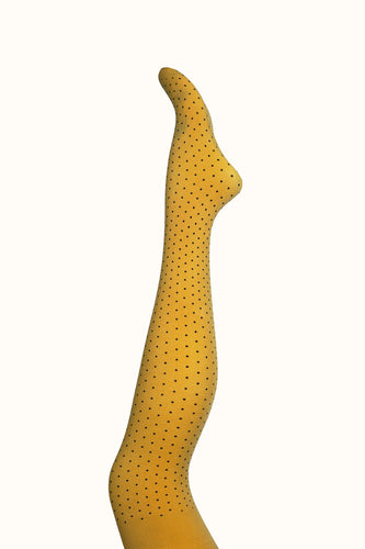 Kul gul øko-tex strømpebukse med prikker fra Margot Mikkelsen