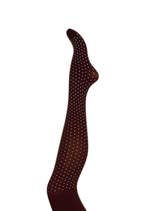 Tights brun økotex med hvite prikker onesize fra Margot Mikkelsen